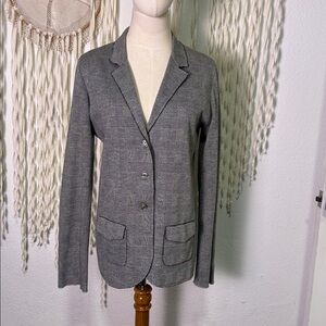 Majestic Filatures Soft Structured Button Front Gray Plaid Blazer size 3/M